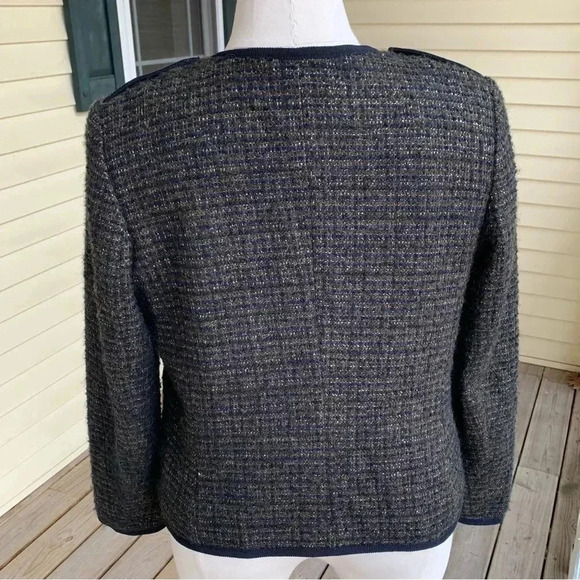 Talbots Italian Wool Alpaca Blend Blazer Jacket Olive Navy Tweed Sz 16 Military - Picture 4 of 9